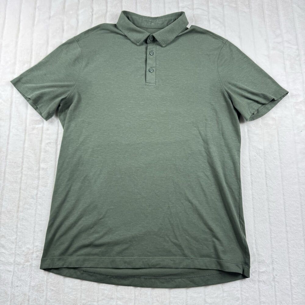 Lululemon Polo Shirt Men's Medium Green Performance Golf Preppy Stretch Comfort
